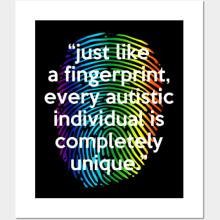 Colorful Fingerprint For Autism Acceptance Posters and Art